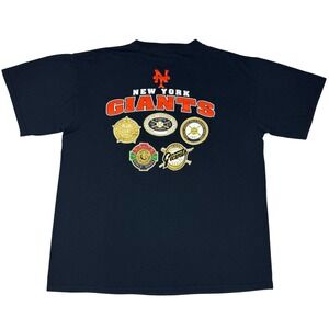 New York Giants MLB Majestic Cooperstown Collection Tee Mens XL Black Vtg Retro